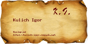 Kulich Igor névjegykártya